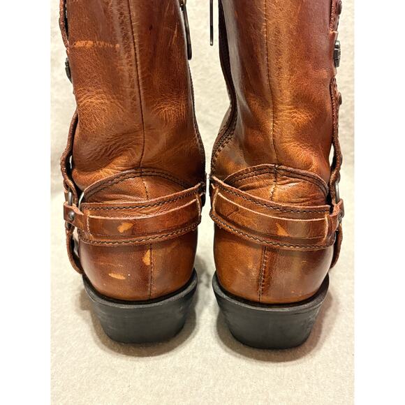 Harley-Davidson VTG Womens 8.5 Western Leather Harness Moto Biker Side-zip Boots - Picture 7 of 14